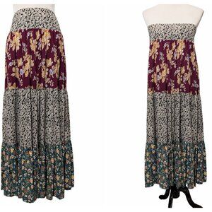 Natural Life Women Sz M Hanna Convertible Floral Tier Midi Maxi Skirt Dress Flaw